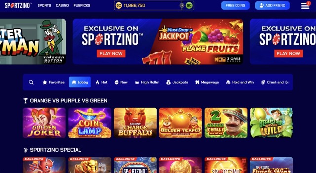 Sportzino Home page